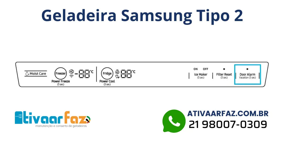 Botão para ativar e desativar alarme de geladeira Samsung Tipo 2
